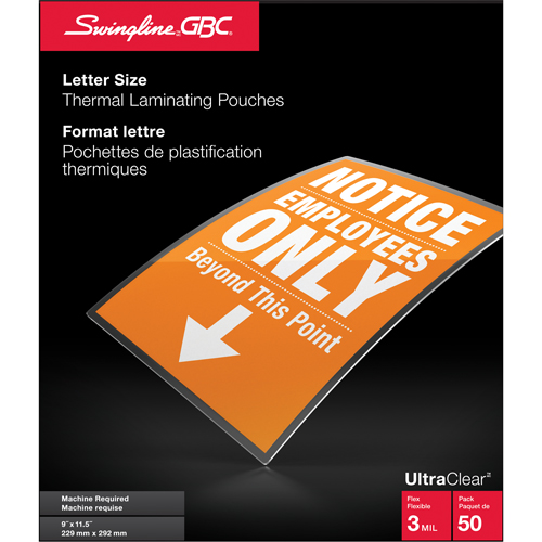 Pochettes lamin&eacute;es pour lettres Swingline UltraClear PB Rental Co. Ltd.