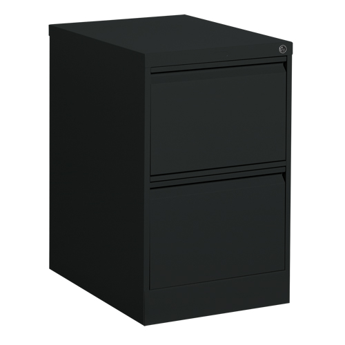 Vertical Filing Cabinet, Steel, 2 Drawers, 18-1/7" W x 25" D x 29" H, Black PB Rental Co. Ltd.
