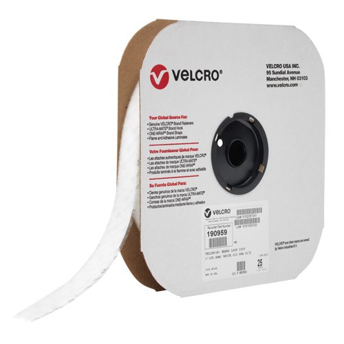 Ruban d'attaches, Boucle, 25 vg x 1", Adh&eacute;sif, Blanc PB Rental Co. Ltd.