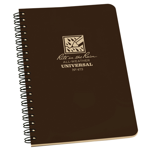 Carnet de notes de poche &agrave; spirale lat&eacute;rale, Couverture souple, Brun, 64 Pages, 4-5/8" , 7"  PB Rental Co. Ltd.