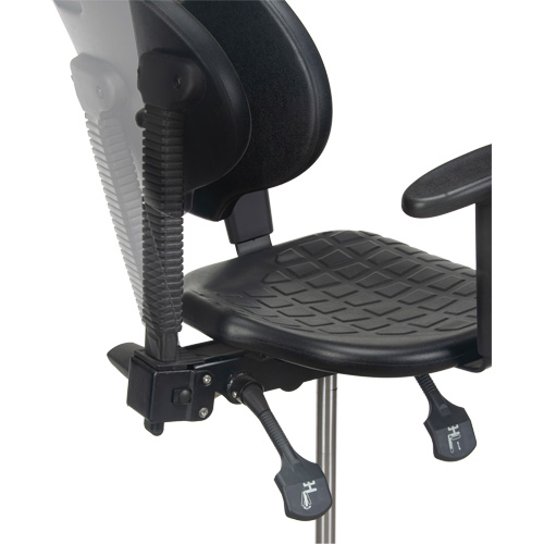 Tabouret ergonomique robuste avec accoudoirs r&eacute;glables, Stationnaire, Ajustable, 39" - 48", Polyur&eacute;thane Si&egrave;ge, Noir PB Rental Co. Ltd.
