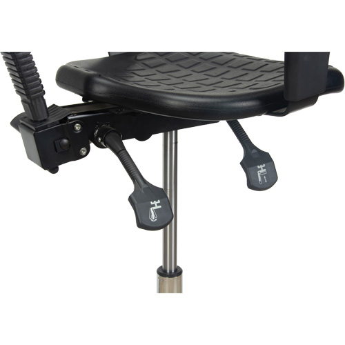 Tabouret ergonomique robuste avec accoudoirs r&eacute;glables, Stationnaire, Ajustable, 39" - 48", Polyur&eacute;thane Si&egrave;ge, Noir PB Rental Co. Ltd.