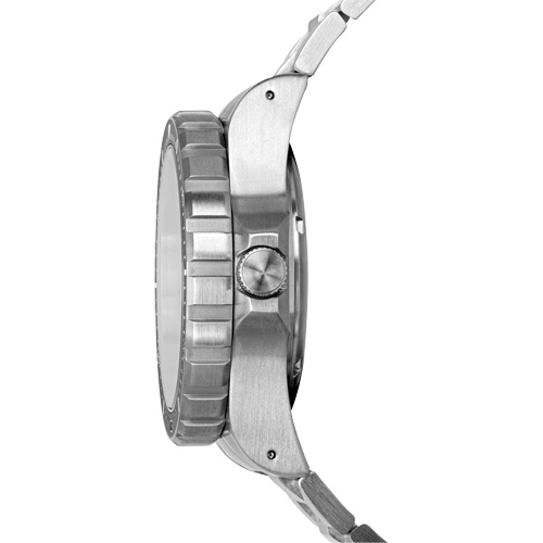 Tr&egrave;s grande montre automatique avec jour/date avec bracelet en acier inoxydable, Num&eacute;rique, &agrave; piles, 46 mm, Argent PB Rental Co. Ltd.