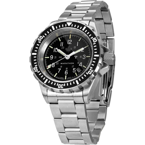 Grande montre automatique de plong&eacute;e avec feuille d'&eacute;rable gris et bracelet en acier inoxydable, Num&eacute;rique, &agrave; piles, 41 mm, Argent PB Rental Co. Ltd.