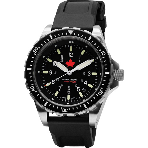 Tr&egrave;s grande montre &agrave; quartz pour plongeur avec feuille d'&eacute;rable rouge, Num&eacute;rique, &agrave; piles, 46 mm, Noir PB Rental Co. Ltd.