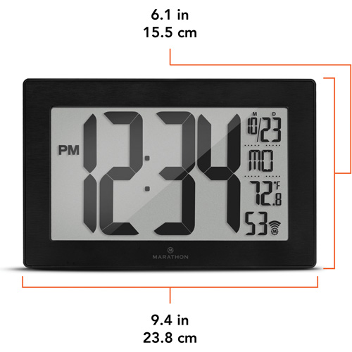 Horloge murale &agrave; r&eacute;glage et ajustement automatiques avec support, Num&eacute;rique, &agrave; piles, Noir PB Rental Co. Ltd.