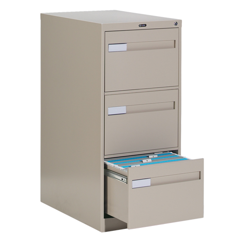 Vertical Filing Cabinet with Recessed Drawer Handles, 3 Drawers, 18.15" W x 26.56" D x 40" H, Beige PB Rental Co. Ltd.