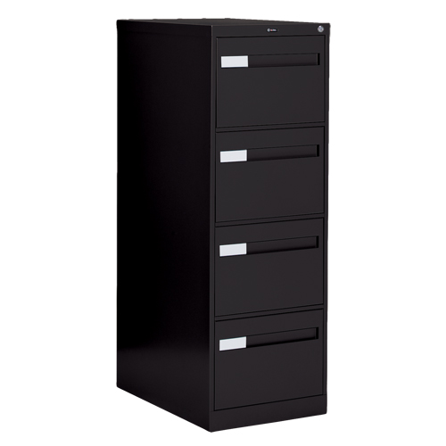 Vertical Filing Cabinet with Recessed Drawer Handles, 4 Drawers, 18.15" W x 26.56" D x 52" H, Black PB Rental Co. Ltd.