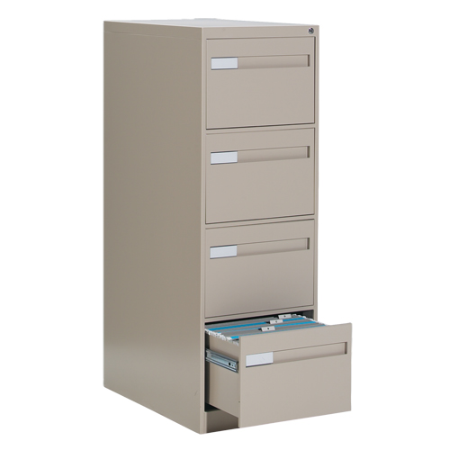 Vertical Filing Cabinet with Recessed Drawer Handles, 4 Drawers, 18.15" W x 26.56" D x 52" H, Beige PB Rental Co. Ltd.
