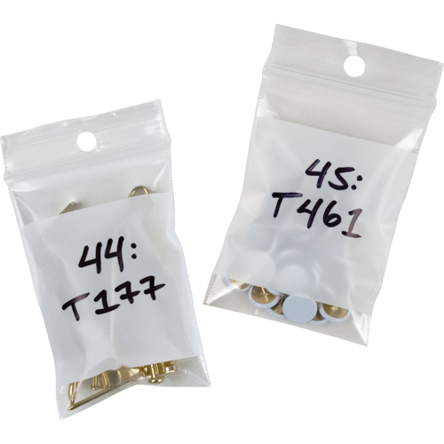 White Block Poly Bags, Reclosable, 3" x 2", 2 mils PB Rental Co. Ltd.