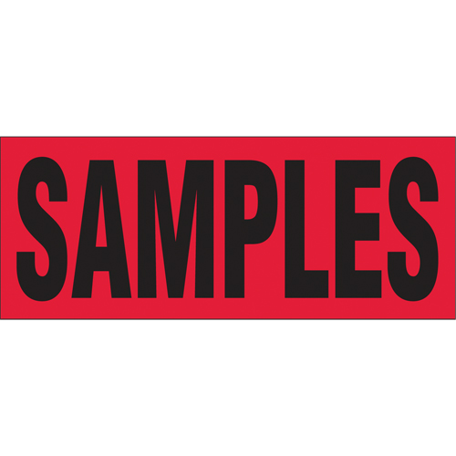 "Samples" Special Handling Labels, 5" L x 2" W, Black on Red PB Rental Co. Ltd.