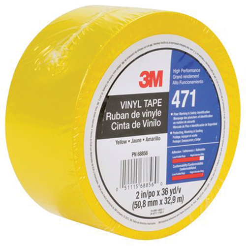 Ruban en vinyle 471, 50,8 mm (2") la x 32,9 m (108') lo, 5,3 mils, Jaune PB Rental Co. Ltd.