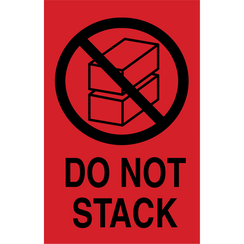 "Do Not Stack" International Shipping Labels, 6" L x 4" W, Black on Red PB Rental Co. Ltd.