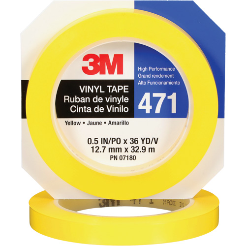 Ruban en vinyle 471, 12 mm (1/2") la x 32,9 m (108') lo, 5,3 mils, Jaune PB Rental Co. Ltd.