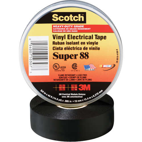 Scotch&reg; Super 88 Tape, 19 mm (3/4") x 20.1 m (66'), Black, 8.5 mils PB Rental Co. Ltd.