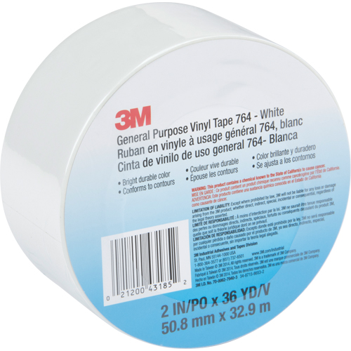 General Purpose Vinyl Tape 764, 48 mm (2") W x 32.9 m (108') L, White PB Rental Co. Ltd.