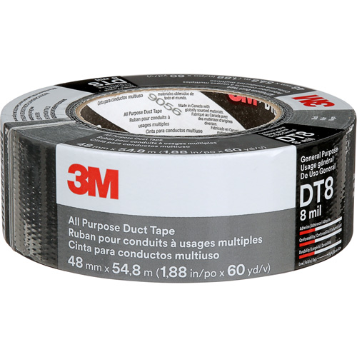 Ruban adh&eacute;sif tout usage DT8, 8 mils, Noir, 48 mm (2") x 55 m (180') PB Rental Co. Ltd.