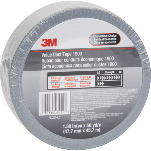 Ruban pour conduit &eacute;conomique 1900, 5,8 mils, Argent, 48 mm (2") x 5,7 m (18,7') PB Rental Co. Ltd.