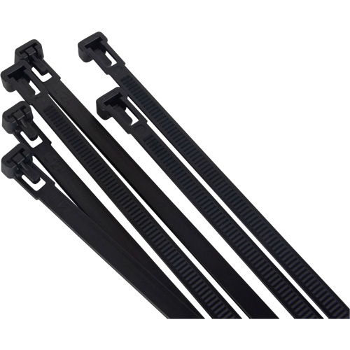 Attache-c&acirc;ble r&eacute;utilisable, Longueur 14", R&eacute;sistance &agrave; la traction 50 lb, Noir PB Rental Co. Ltd.