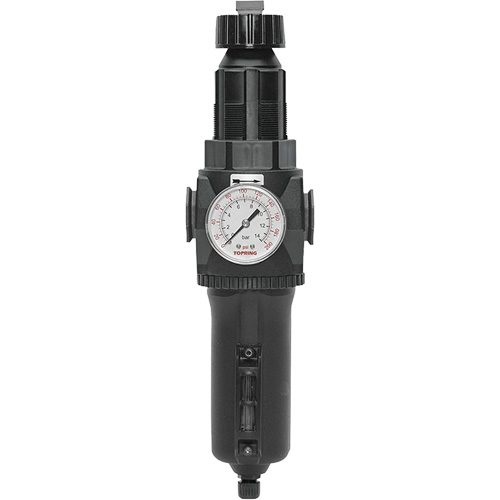 Filtre/r&eacute;gulateur drain manuel avec bol en m&eacute;tal et manom&egrave;tre Modulair 400, 1/2" NPT, 200 psi, Capacit&eacute; de 9,1 oz liq. PB Rental Co. Ltd.