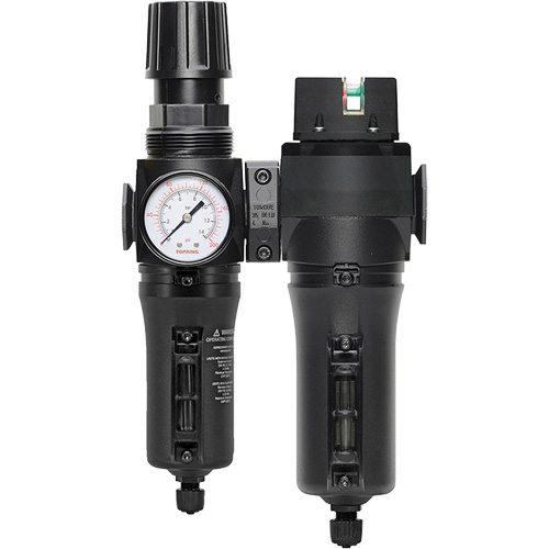 Filtre/r&eacute;gulateur + filtre coalescent drain manuel avec bol en m&eacute;tal Modulair 300, 1/4" NPT, 250 PSI, Capacit&eacute; de 5,1 oz liq. PB Rental Co. Ltd.