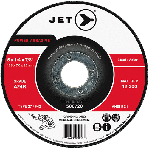 POWER ABRASIVE&reg; Grinding Wheel, 5" x 1/4", 7/8" Arbor, Type 27 PB Rental Co. Ltd.
