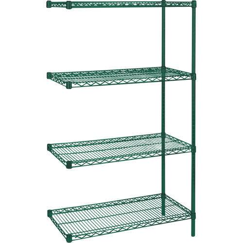 Heavy-Duty Green Epoxy Finish Wire Shelving, Add-On Kit, 4 Tiers, 36" W x 63" H x 18" D PB Rental Co. Ltd.