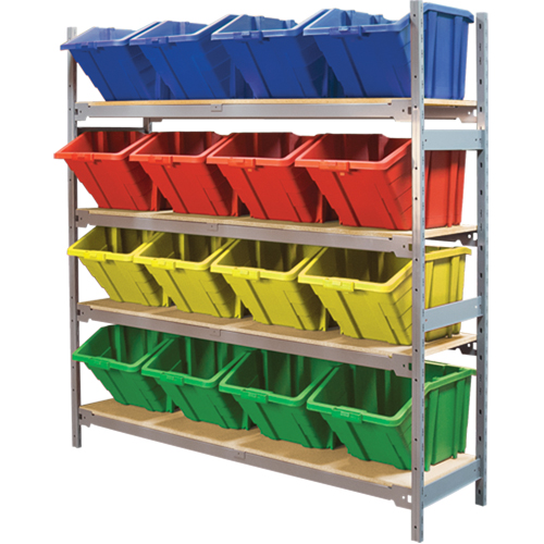 &eacute;tag&egrave;res larges avec bacs g&eacute;ants en plastique, Acier, Sans boulons, Capacit&eacute; 800 lb, 66" la x 72" h x 18" p PB Rental Co. Ltd.
