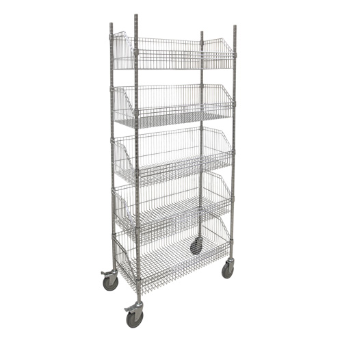 Wire Basket Shelving Cart, 5 Tiers, 36" W x 80" H x 18" D PB Rental Co. Ltd.