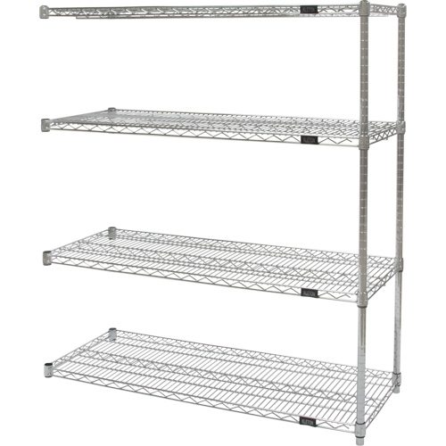Heavy-Duty Chromate Wire Shelving, Add-On Kit, 4 Tiers, 30" W x 54" H x 18" D PB Rental Co. Ltd.