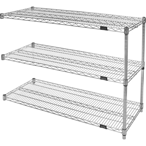 Heavy-Duty Chromate Wire Shelving, Add-On Kit, 3 Tiers, 30" W x 33" H x 18" D PB Rental Co. Ltd.
