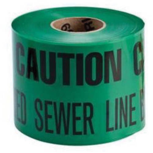 "Buried Sewer Line" Identoline&reg; Underground Warning Tape, 6" W x 1000' L, Black on Green PB Rental Co. Ltd.