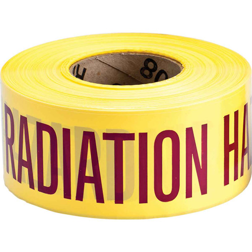 Ruban pour barricade, Anglais, 3" la x 200' lo, 3 mils, Magenta/jaune PB Rental Co. Ltd.