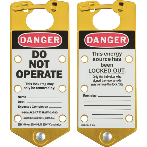 Labeled Lockout Hasps, Yellow PB Rental Co. Ltd.