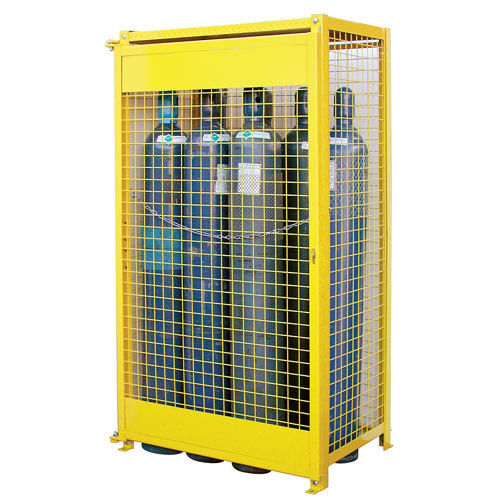 Gas Cylinder Cabinets, 10 Cylinder Capacity, 44" W x 30" D x 74" H, Yellow PB Rental Co. Ltd.