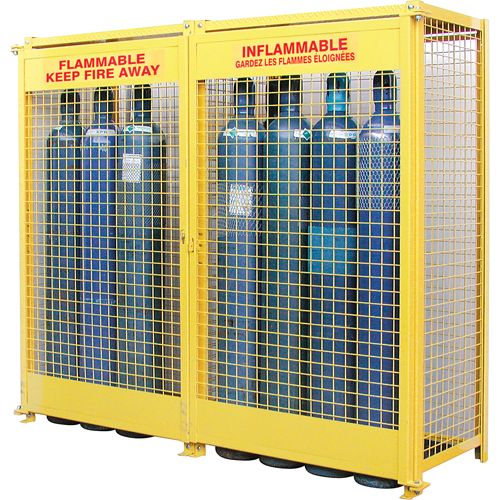 Armoires pour cylindres &agrave; gaz, nbre de bouteilles: 20, 88" , 30" , 74" , Jaune PB Rental Co. Ltd.