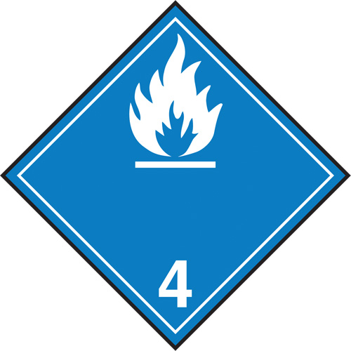 &eacute;tiquettes d'exp&eacute;dition TMD, Classe 4,3, Substances r&eacute;actives &agrave; l'eau, Papier PB Rental Co. Ltd.