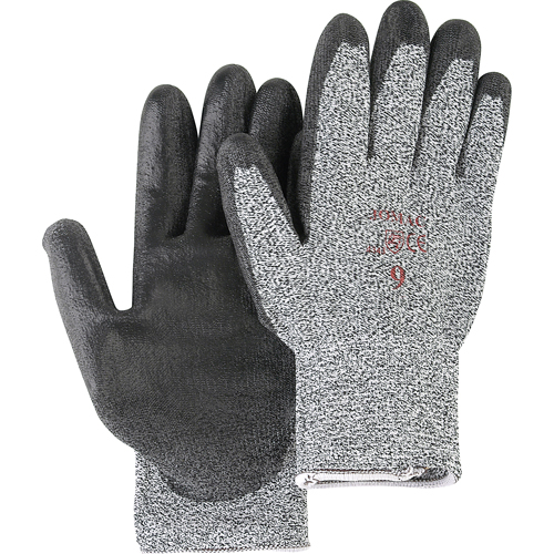 Gants de tricot poivre & sel avec rev&ecirc;tement de paume noir, Taille Petit/7, Rev&ecirc;tement Polyur&eacute;thane, Enveloppe en PEHP, ANSI/ISEA 105 niveau 2 PB Rental Co. Ltd.