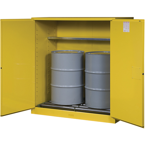 Sure-Grip&reg; EX Vertical Drum Storage Cabinets, 110 US gal. Cap., 2 Drums, Yellow PB Rental Co. Ltd.