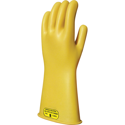Yellow Natural Rubber Insulating Gloves, ASTM Class 2, Size 8, 14" L PB Rental Co. Ltd.