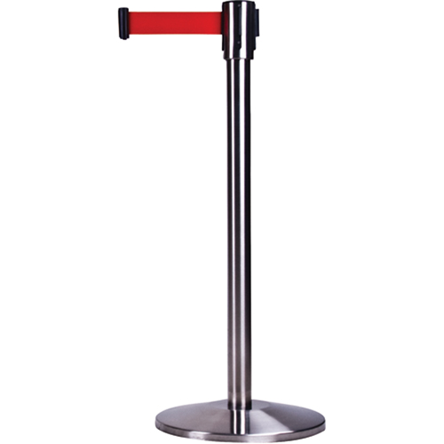 Free-Standing Crowd Control Barrier, Steel, 35" H, Red Tape, 7' Tape Length PB Rental Co. Ltd.