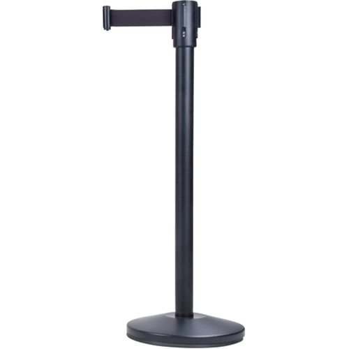 Free-Standing Crowd Control Barrier, Steel, 35" H, Black Tape, 7' Tape Length PB Rental Co. Ltd.