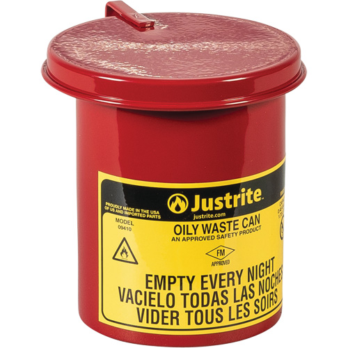 Mini Bench - Top Oily Waste Cans, FM Approved, 0.45 US gallon, Red PB Rental Co. Ltd.