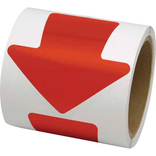 D&eacute;calcomanie en couleur pour le marquage des planchers, Fl&egrave;che, 4" lo x 4" la, Rouge, Vinyle PB Rental Co. Ltd.
