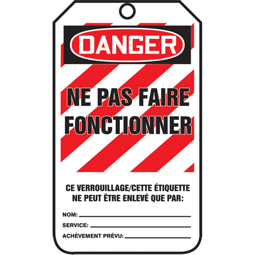 &eacute;tiquettes de verrouillage, Papier cartonn&eacute;, 3-1/8" la x 5-7/8" h, Français PB Rental Co. Ltd.