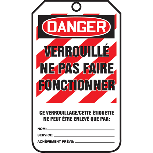 Lockout Tags, Cardstock, 3-1/8" W x 5-7/8" H, French PB Rental Co. Ltd.