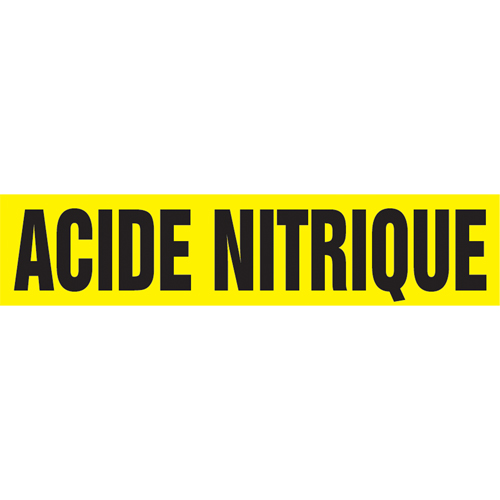 Marqueur de tuyau "Acid Nitrique", Autocollant, 4" h x 24" la, Noir sur jaune PB Rental Co. Ltd.