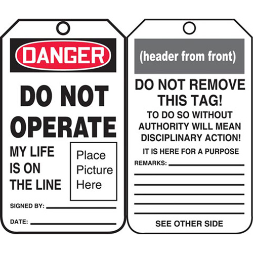 Safety Tags, Plastic, 3-3/8" W x 5-3/4" H, English PB Rental Co. Ltd.