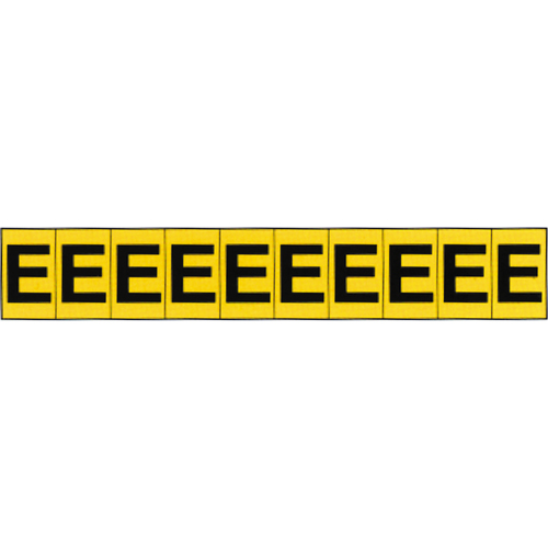 Rep&egrave;res adh&eacute;sifs &agrave; lettres individuelles, E, 1" h, Noir sur jaune PB Rental Co. Ltd.