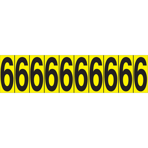 Individual Adhesive Number Markers, 6, 1-15/16" H, Black on Yellow PB Rental Co. Ltd.